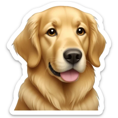 Golden retriever with fitted hat and sunglasses sticker