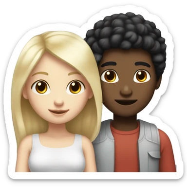 black hair boy and blonde hair girl white skin tone in love sticker