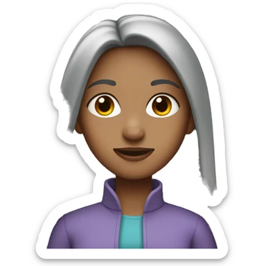 Girl with long straight gray hair parted in the middle sticker