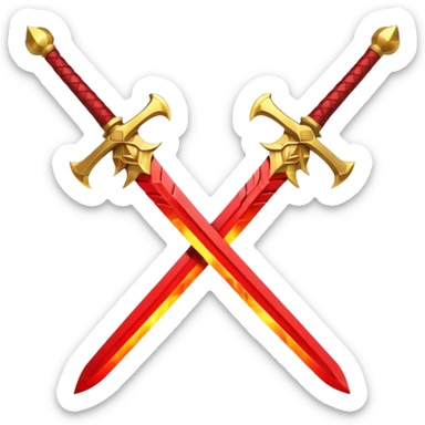 Three fiery royal golden swords crossed with red blade sticker