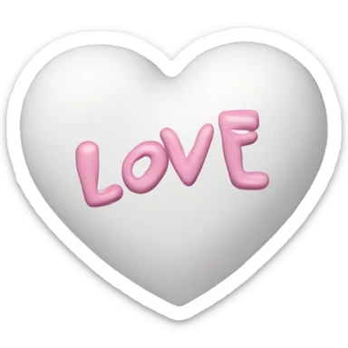 White heart with pastel pink roses and love you sticker