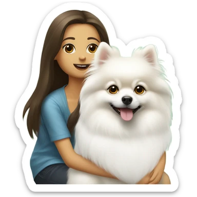 White pomeranian with brunette Girl sticker
