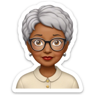 older black lady with short hair and glasses sticker