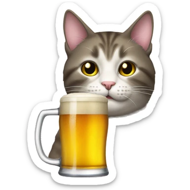 Cat with pint of beer sticker