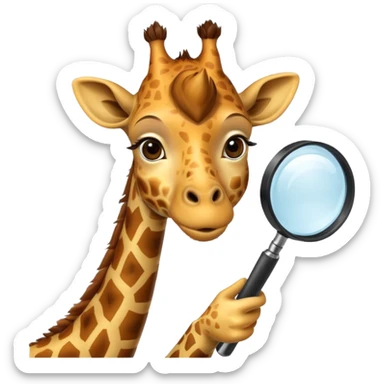 curious giraffe with magnifying glass sticker