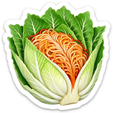 sliced napa cabbage with kimchi red seasoning, no green, no face sticker
