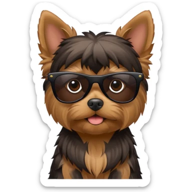perro shorkshire con lentes de sol completamente negros sticker