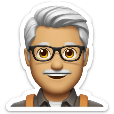 Memoji of Jacked Andrew Huberman Silver fox, tortoiseshell glasses, crisp button-downs, muscular sticker