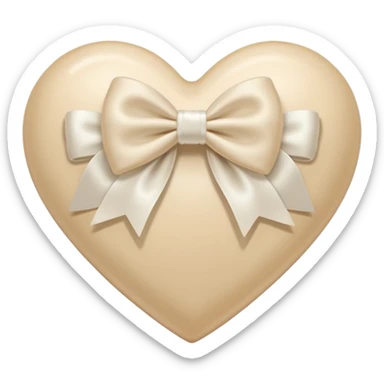 light beige heart with white bow sticker