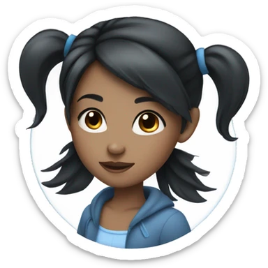 Girl with gray-blue eyes and black hair sticker