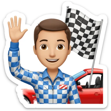 SONO UN DIRETTORE DI GARA AUTO E SBANDIERO CON LA BANDIERA A SCACCHI PUOI GENERARE MENTRE SBANDIERO AUTO sticker