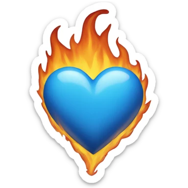 Blue heart flaming sticker