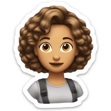 quero um emoji de uma mulher de cabelo cacheado curto  sticker