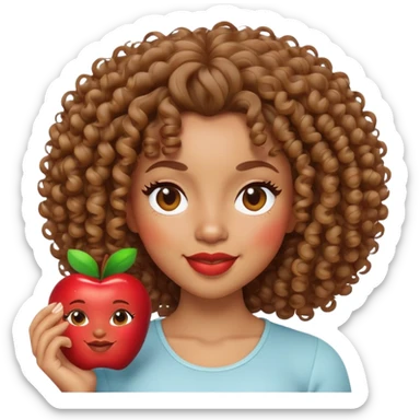 light skin Black woman with curly hair, winking, 3D Apple Memoji style sticker
