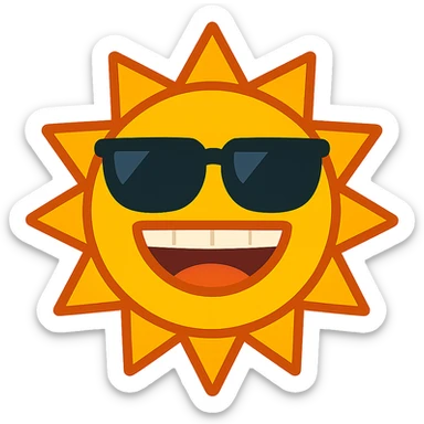 happy sun with sunglasses and a big smile sticker