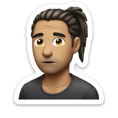 Guy with a ponytail looking sad sticker