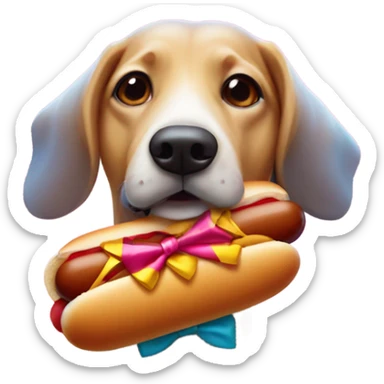 hot dog with a bow around it sticker