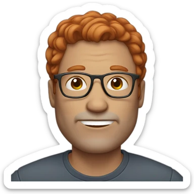 48 years old red head man with half length hair, wearing glasses sticker