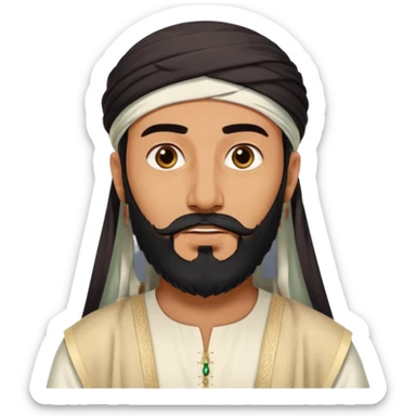 arab with black beard and defined jaw wearing white kandura sticker