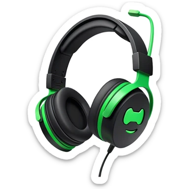 Clash of Clans aesthetic: Cinematic Playful Xbox Headset Portrait Emoji, rendered in a 3D vector-style similar to standard emojis with minimal shading and bold, simplified shapes. A compact, distinct form with signature details, softly glowing with a modern gaming energy charm. Simplified yet unmistakably iconic, highly detailed and consistent, glowing with a soft radiance and high shine. Stylized with a touch of next-gen innovation and a soft glowing outline, capturing the essence of a beloved gaming relic with a friendly, playful manner! sticker