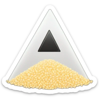 Grain of rice with a black equilateral triangle sticker