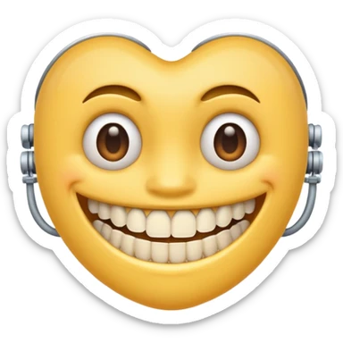 Emoji avec un appareil dentaire et des bagues sur les dents  sticker