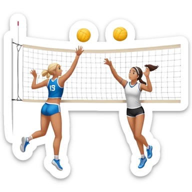 Tow friend playing volleyball  sticker