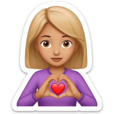 girl hand gesturing a heart sticker