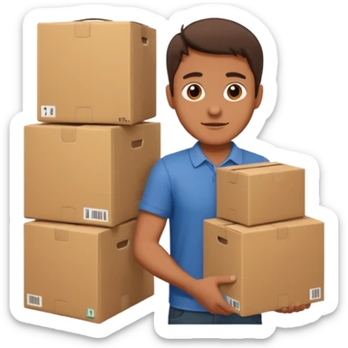 cargando cajas man sticker