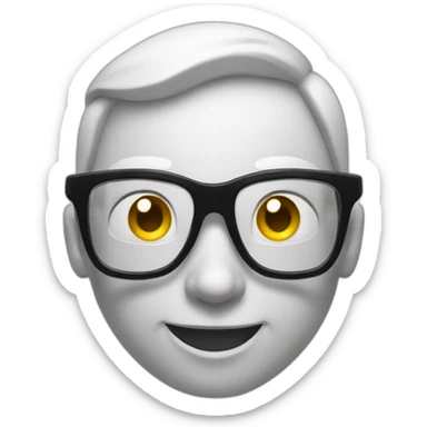 Standart smile, emoji, smart, in transparent glasses, smiling sticker