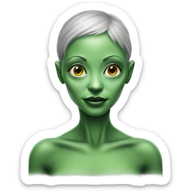 Photo realistic, alien female green sticker