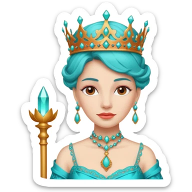 Queen – coral staff + turquoise gown. sticker