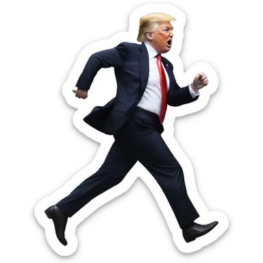 Donald Trump running to catch up Elon Musk sticker
