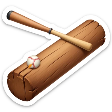 Une buche de bois avec une batte sticker