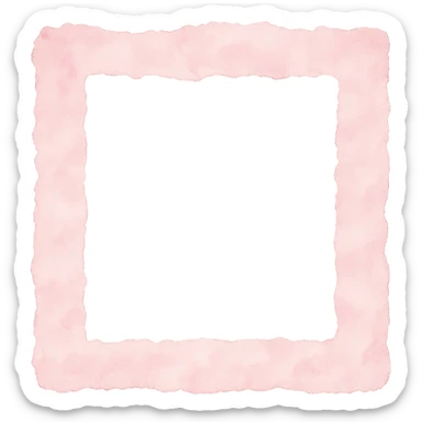 soft pink torn paper frame border, pastel watercolor style, transparent background, no face, no hands, no legs, no characters sticker