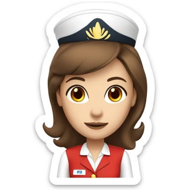 Stewardess in red uniform with long brown hair and brown eyes sticker