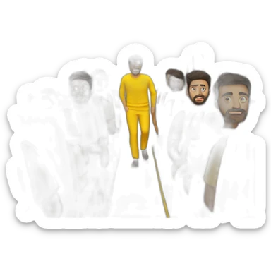 Armenian men in yellow clothing in the bus sticker