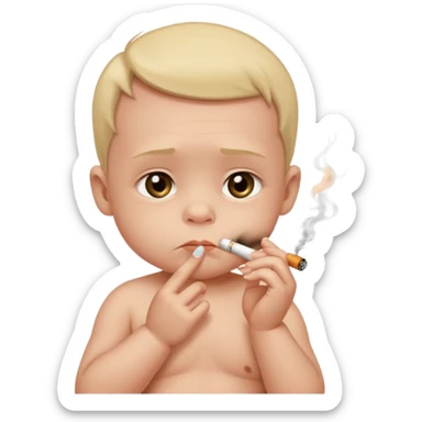 Baby smoking a cigarette sticker