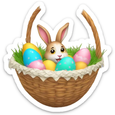 easter bunny in egg basket sticker