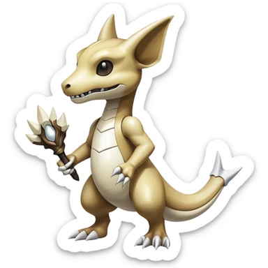 Shiny Exotic Excessive Mysterious Cubone-Marowak-Pokémon-Fakémon-hybrid-creature (full body) sticker