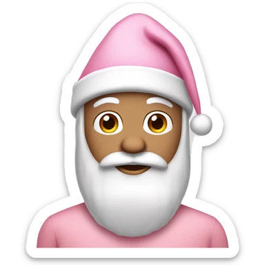 white raced santa wearing a light pink santa suit and a light pink santa hat  sticker