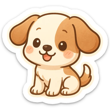 a playful puppy with floppy ears, chibi sticker style sticker