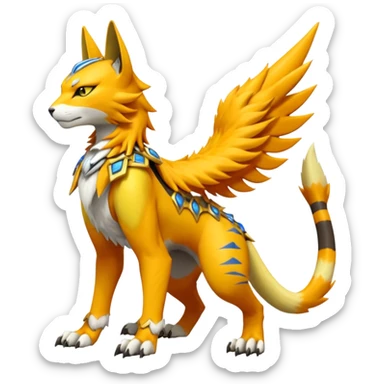 Vernid-Lombax-Koraidon-Renamon-Zeraora-Bastet-Fakémon-Digimon-fusion-creature, full body sticker