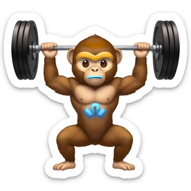 strong monkey lifting weights sticker