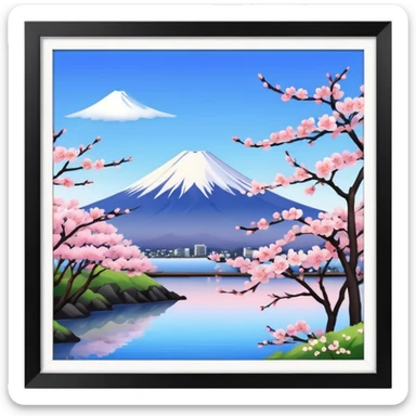 Cherry blossom scenery, Mount Fuji sticker