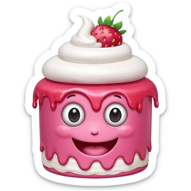  pink runny gooey strawberry jam kawaii cake monster sticker