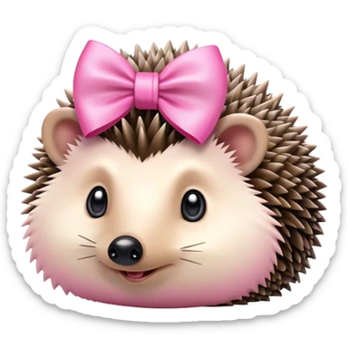 Hedgehog with pink bow sticker