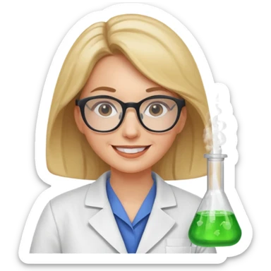 a white woman scientist wearing glasses sticker