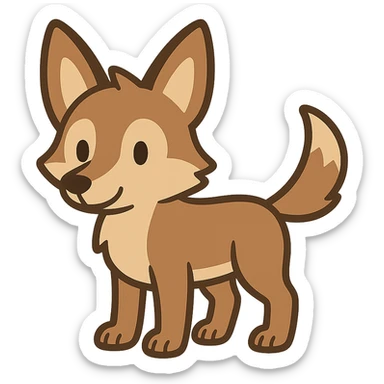 flat toon coyote pup sticker