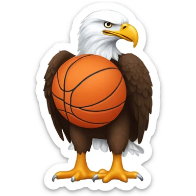 Bald eagle wearing orange “Avalon” basketball jersey sticker